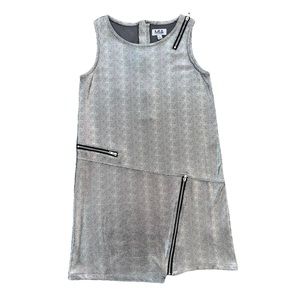Mia New York Girl’s Size‎ Large Silver Metallic Zip Detail Snakeskin Print Dress